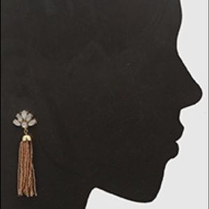 Flower Crystal Bead Linked Tassel Earrings